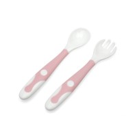Kiokids Flexible Fork and Spoon in Case Pink