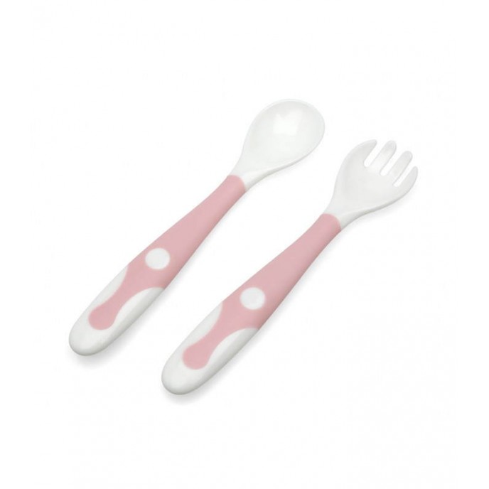 Kiokids Flexible Fork and Spoon in Case Pink