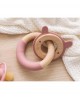 Kiokids Wood and Silicone Teether Rings Bunny Pink