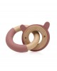 Kiokids Wood and Silicone Teether Rings Bunny Pink