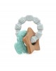 Kiokids Wood and Silicone Teether Green Grey