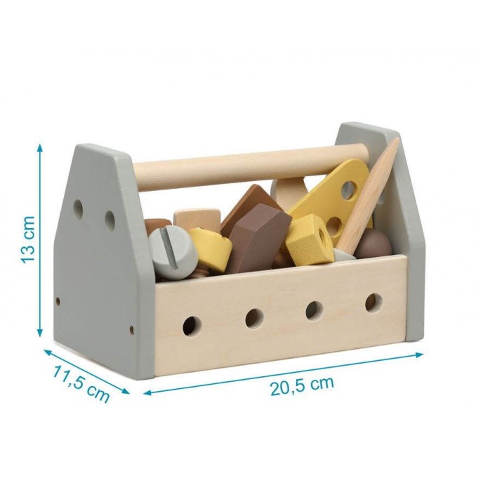 Kiokids Wooden Tool Box Grey