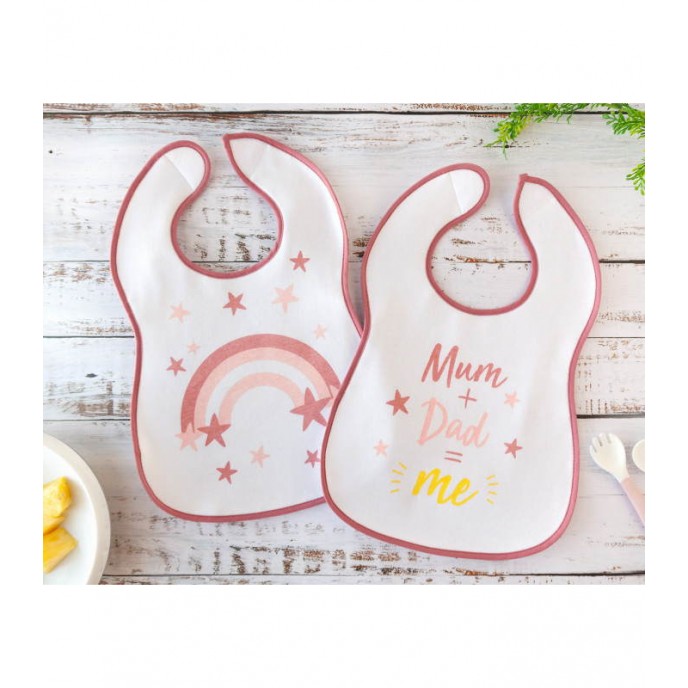 Kiokids Bibs 2pk Pink Rainbow 