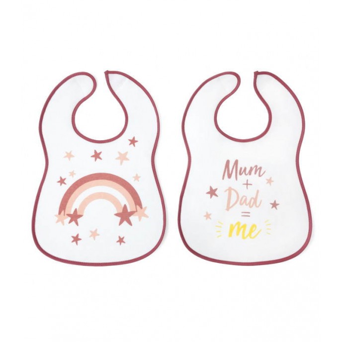 Kiokids Bibs 2pk Pink Rainbow 