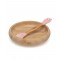 Kiokids Silicone and Bamboo Feeding Set Pink
