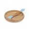 Kiokids Silicone and Bamboo Feeding Set Blue