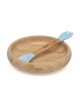 Kiokids Silicone and Bamboo Feeding Set Blue