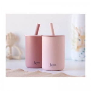 Kiokids Silicone Straw Cup 2pk Pink Kiokids Silicone Straw Cup 2pk Pink