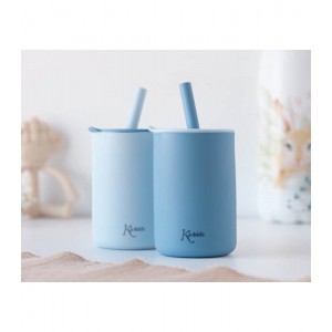 Kiokids Silicone Straw Cup 2pk Blue Kiokids Silicone Straw Cup 2pk Blue