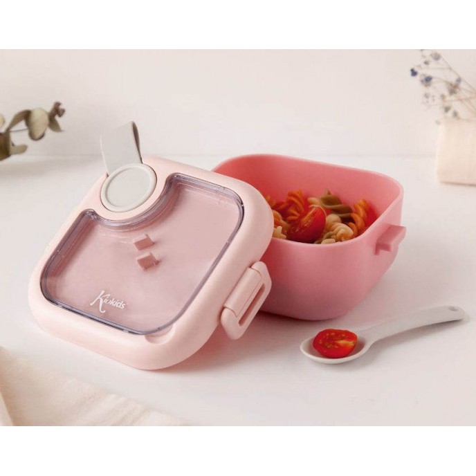 Kiokids Lunch Box and Spoon Pink Kiokids Lunch Box and Spoon Pink