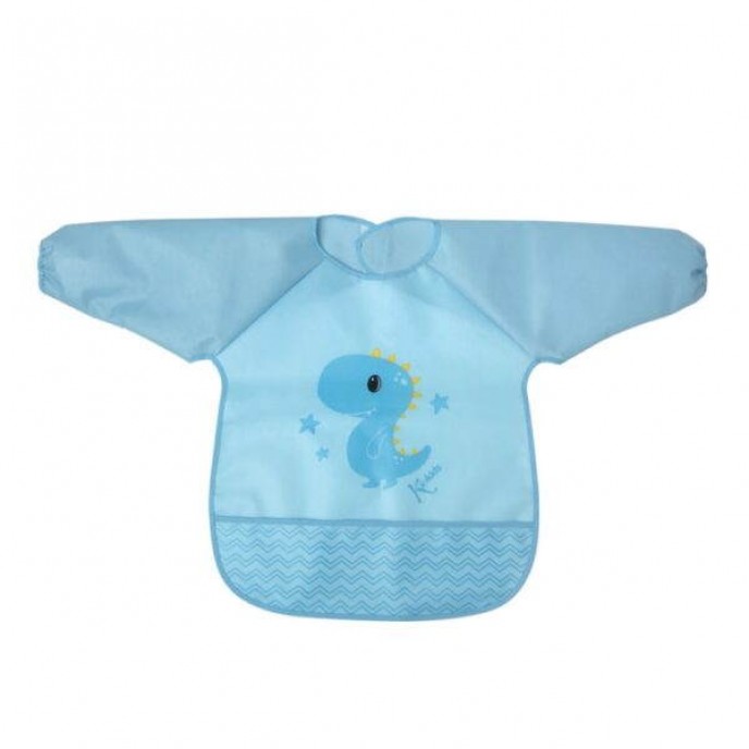 Kiokids Bib Long Sleeve Blue Dino