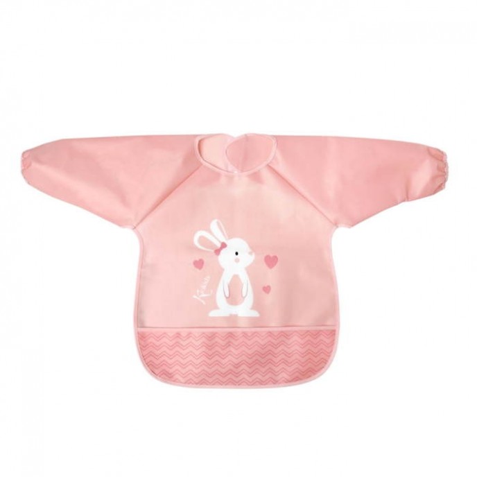 Kiokids Bib Long Sleeve Pink Bunny