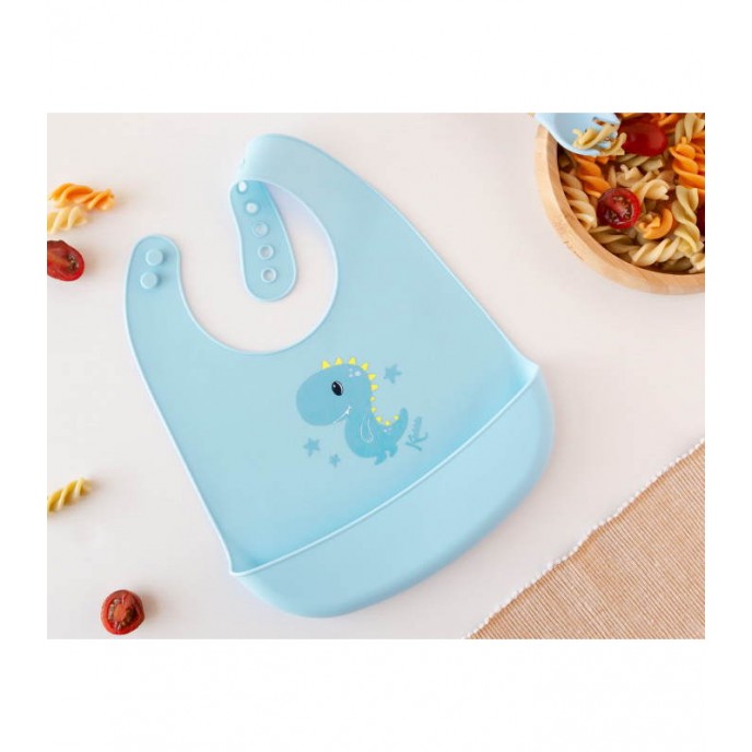 Kiokids Bib Silicone Blue Dino