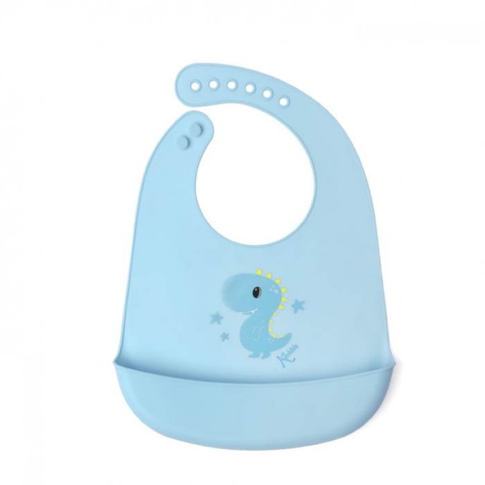 Kiokids Bib Silicone Blue Dino