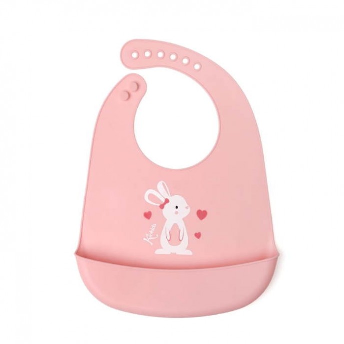 Kiokids Bib Silicone Pink Bunny