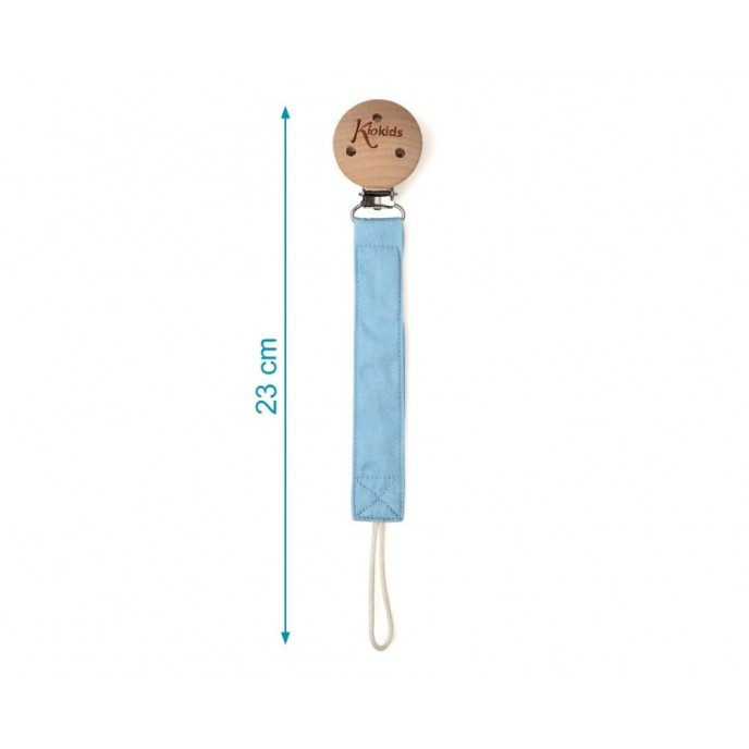 Kiokids Wood and Cotton Soother Clip Blue