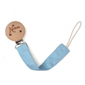 Kiokids Wood and Cotton Soother Clip Blue