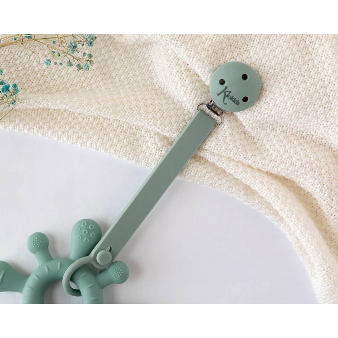 Kiokids Silicone Soother Clip Sage Kiokids Silicone Soother Clip Sage