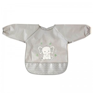 Kiokids Bib Long Sleeve Grey Elephant Kiokids Bib Long Sleeve Grey Elephant