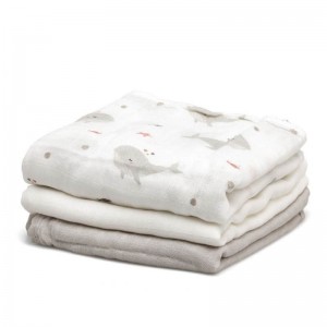 Kiokids Bamboo Muslins 3pk Grey Whales Kiokids Bamboo Muslins 3pk Grey Whales