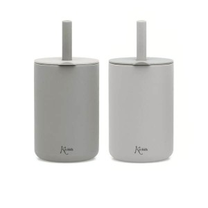 Kiokids Silicone Straw Cup 2pk Grey Kiokids Silicone Straw Cup 2pk Grey