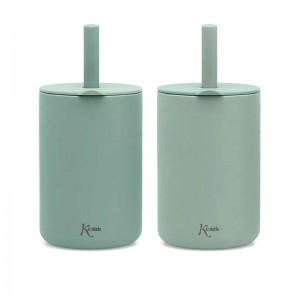 Kiokids Silicone Straw Cup 2pk Sage Kiokids Silicone Straw Cup 2pk Sage