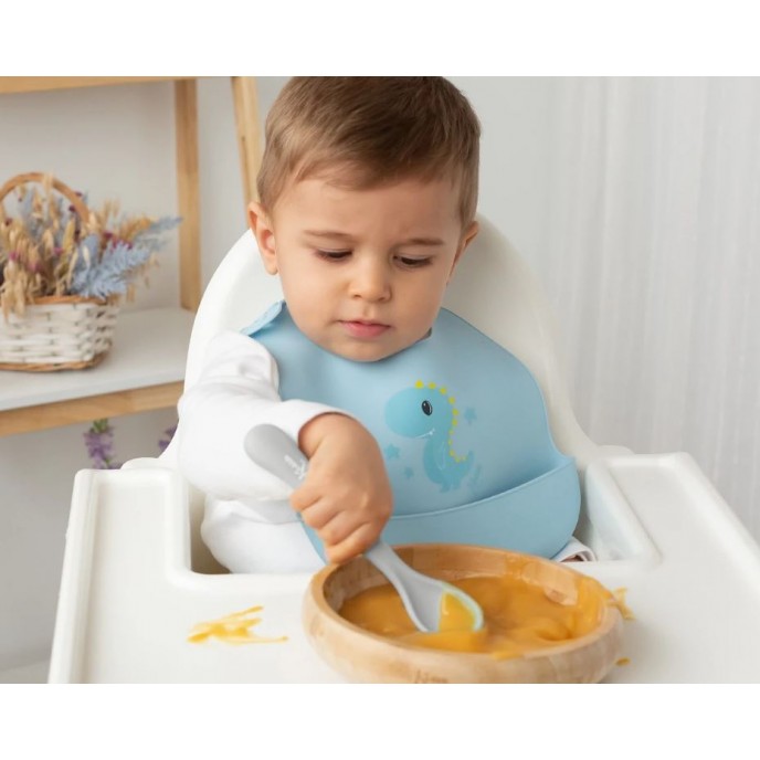 Kiokids Silicone Large Spoon 6m Grey