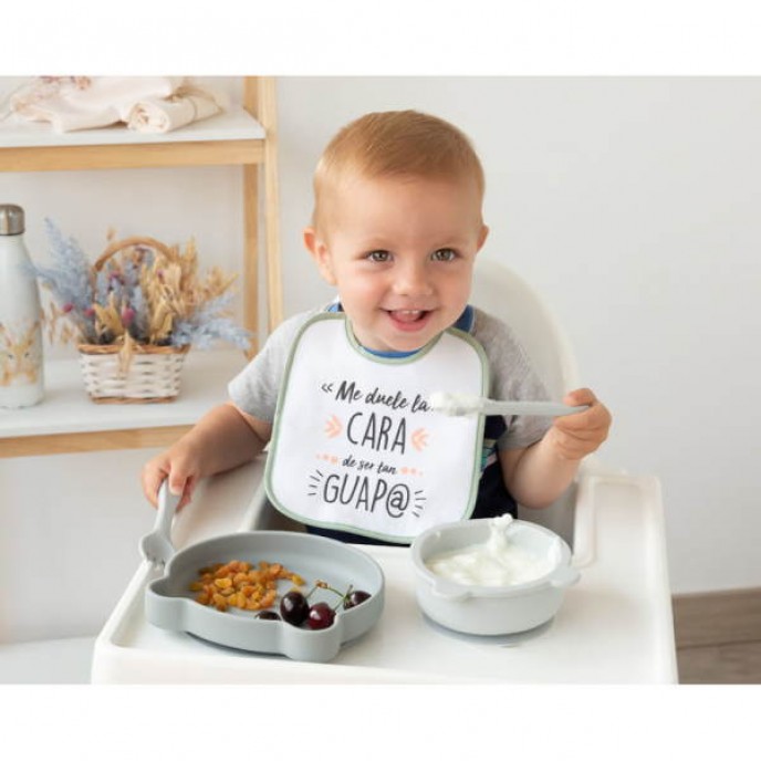 Kiokids Silicone Feeding Set 3pc Grey Kiokids Silicone Feeding Set 3pc Grey