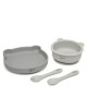 Kiokids Silicone Feeding Set 3pc Grey