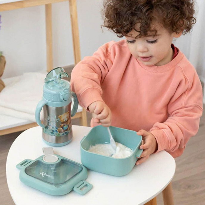Kiokids Lunch Box and Spoon Sage Kiokids Lunch Box and Spoon Sage