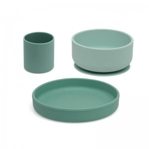 Kiokids Silicone Tableware Set 3pc Sage