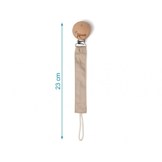 Kiokids Wood and Cotton Soother Clip Beige
