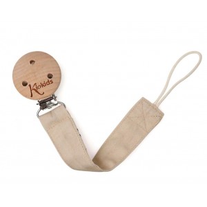Kiokids Wood and Cotton Soother Clip Beige