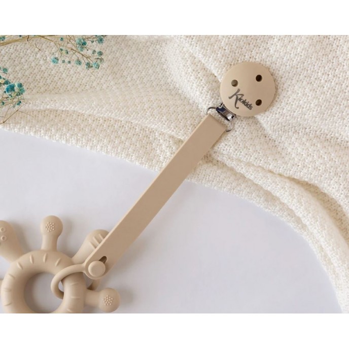 Kiokids Silicone Soother Clip Beige