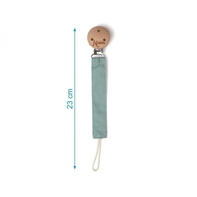 Kiokids Wood and Cotton Soother Clip Sage