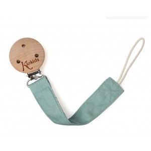 Kiokids Wood and Cotton Soother Clip Sage