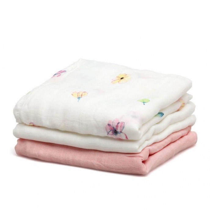 Kiokids Bamboo Muslins 3pk Pink