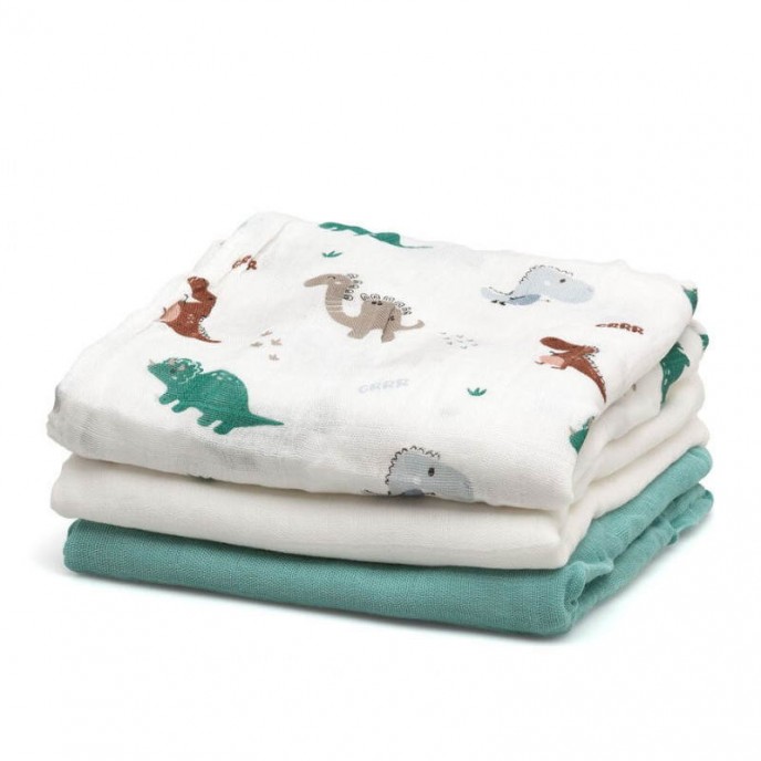 Kiokids Bamboo Muslins 3pk Sage