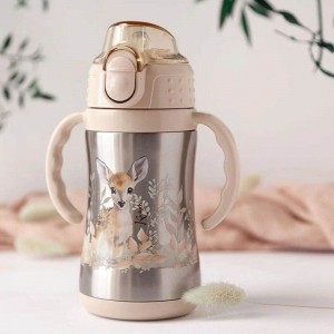 Kiokids Insulated Straw Cup Beige Deer Kiokids Insulated Straw Cup Beige Deer