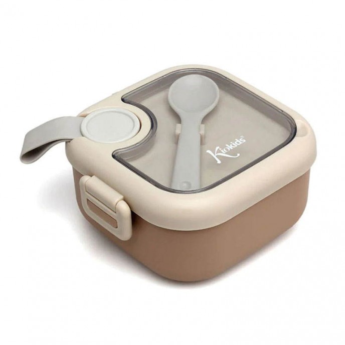 Kiokids Lunch Box and Spoon Beige Kiokids Lunch Box and Spoon Beige