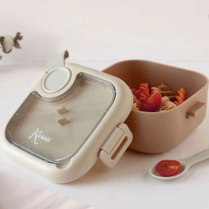 Kiokids Lunch Box and Spoon Beige Kiokids Lunch Box and Spoon Beige