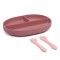 Kiokids Silicone Plate and Cutlery Set 3pc Pink Kiokids Silicone Plate and Cutlery Set 3pc Pink