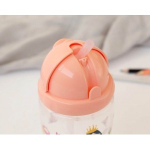 Kiokids Straw Bottle 350ml Pink Princess Kiokids Straw Bottle 350ml Pink Princess