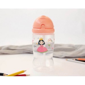 Kiokids Straw Bottle 350ml Pink Princess