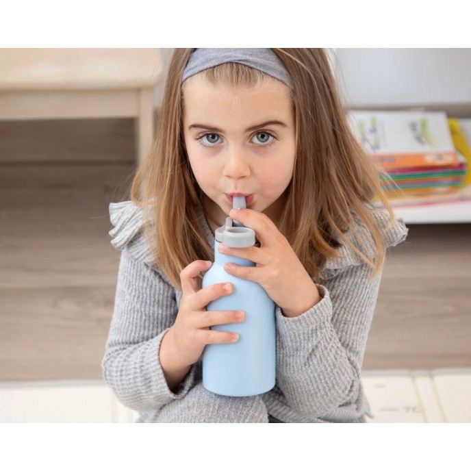 Kiokids Insulated Straw Bottle 350ml Blue
