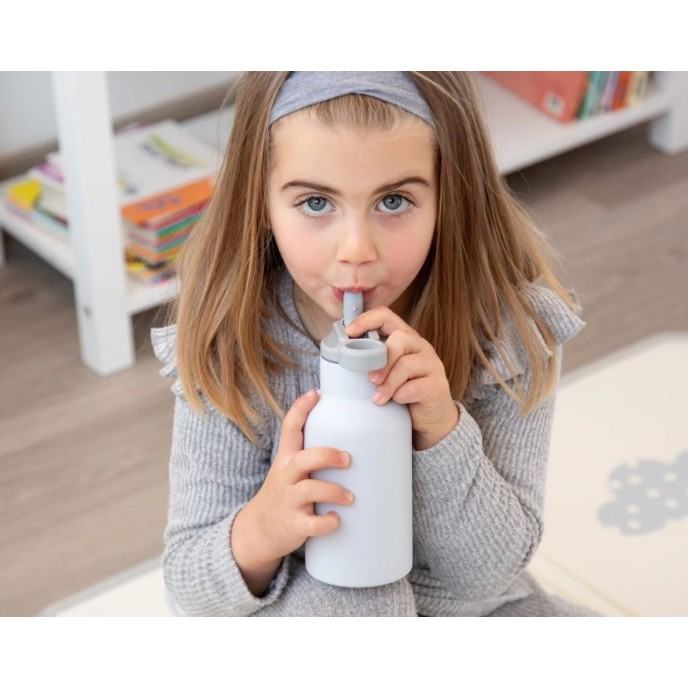 Kiokids Insulated Straw Bottle 350ml Grey