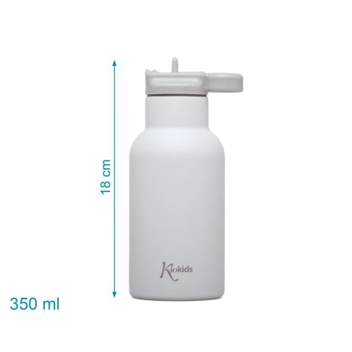 Kiokids Insulated Straw Bottle 350ml Grey