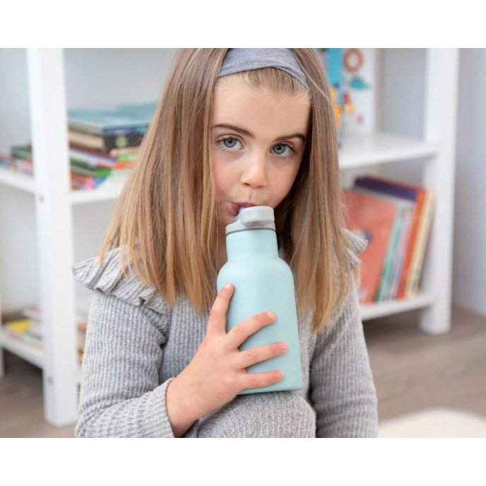 Kiokids Insulated Straw Bottle 350ml Sage