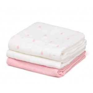 Kiokids Bamboo Muslins 3pk Pink Leaves
