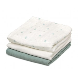 Kiokids Bamboo Muslins 3pk Sage Leaves
